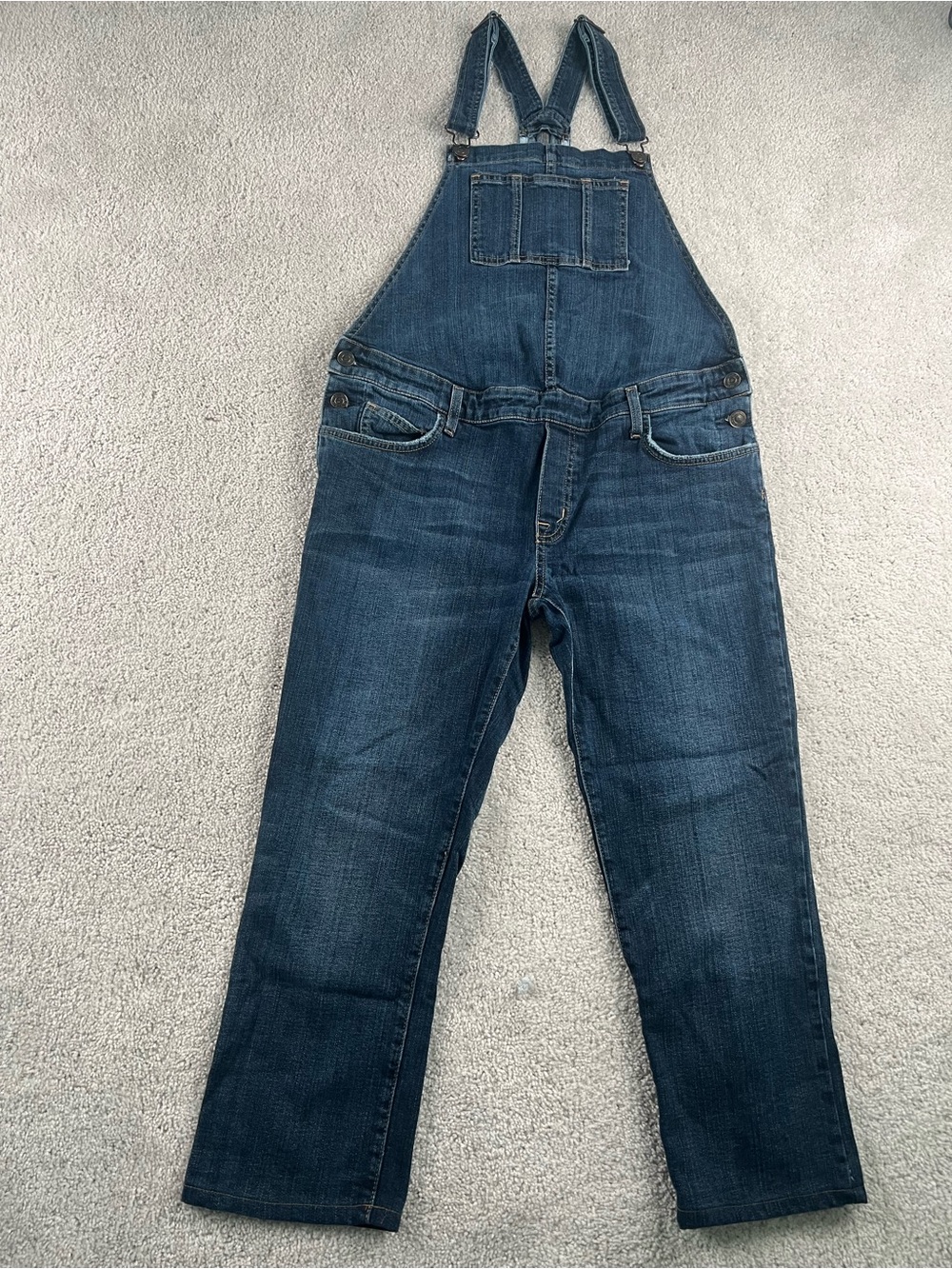 Current/Elliott Hatch Maternity Dark Blue Denim Relaxed Overalls